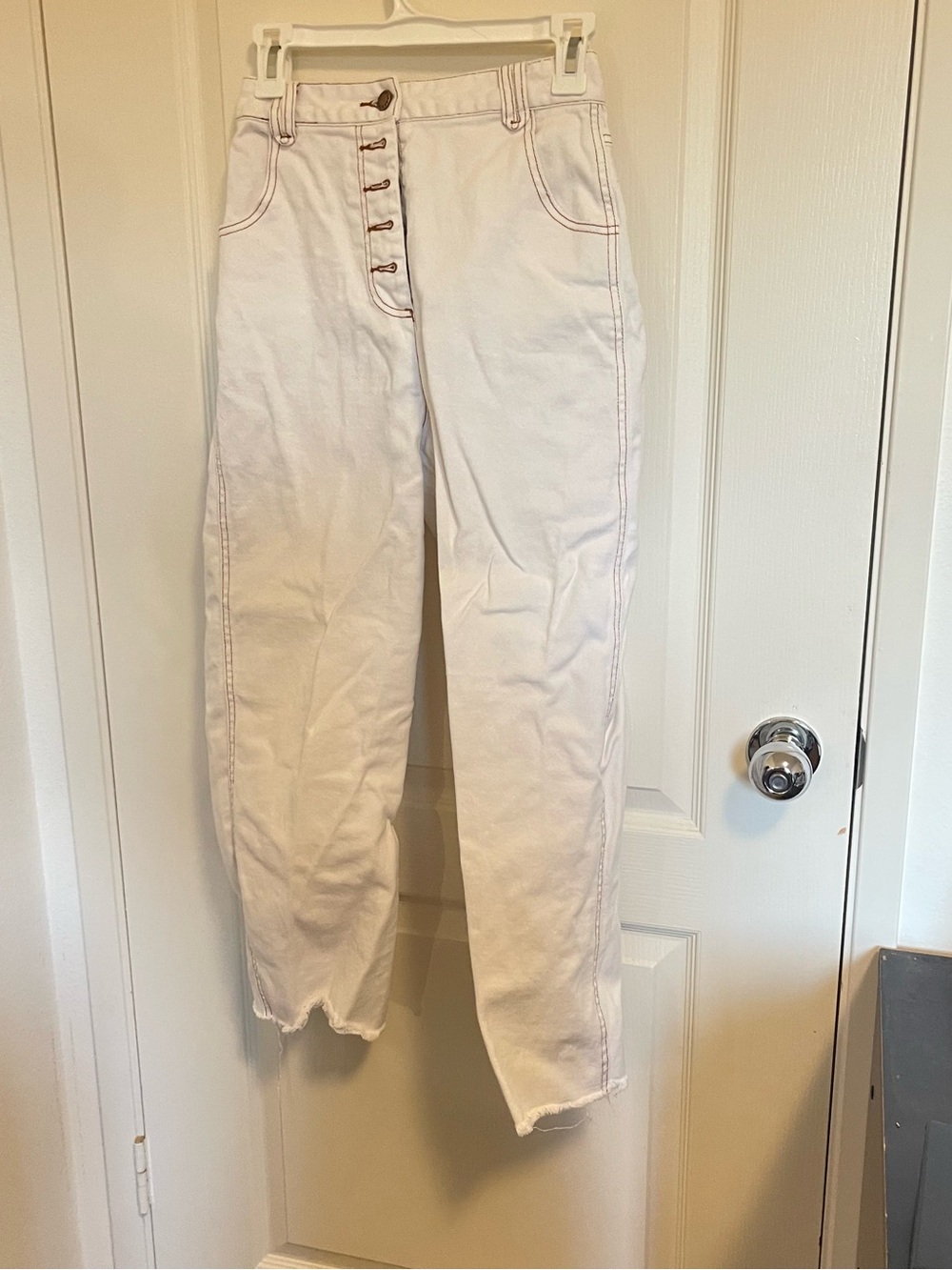 The Fifth Label White High-Rise Button-Fly Jeans